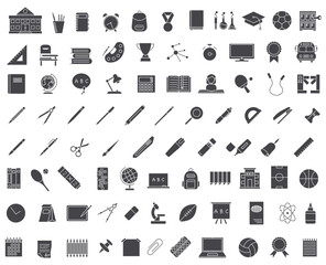 Collection of school icons hollow. School education. EPS 10.
