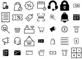 Mega Set Of Vector E Commerce Isolated Silhouette Solid Icons With Basic,E-Commerce,Online-Shop,Essential,Ecommerce Infographic Simple Vector Illustration Logo