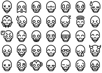 Set Of Dead Emotions Icons Web Header Banner Design Containing Undead,Zombie,Skeleton,Face Solid Icon Collection. Vector Illustration