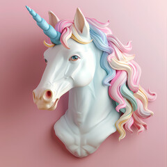 3D unicorn in white background vector image
