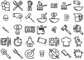 Mega Set Of Vector Cooking Line Collection Icons Collection Isolated Silhouette Solid Icons Including Utensil,Cooking,Kitchen,Kitchenware,Cook Infographic Simple Vector Illustration Logo