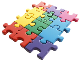 Obraz premium Colorful Puzzle Pieces transparent background isolated PNG