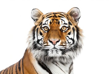 Obraz premium Porträt von einem Tiger vor weißem Hintergrund 