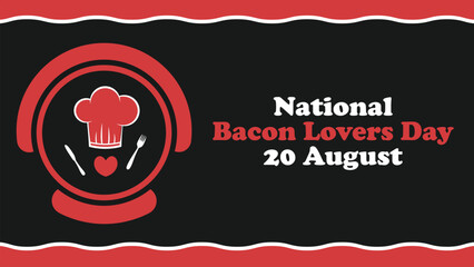 National Bacon Lovers Day vector banner design with geometric shapes and vibrant colors on a horizontal background.