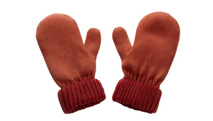 Rustic Red Knit Mittens transparent background isolated PNG