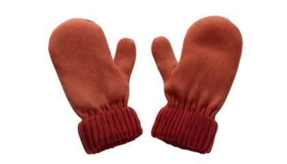 Rustic Red Knit Mittens transparent background isolated PNG