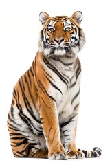 Obraz premium Porträt von einem Tiger vor weißem Hintergrund, Ganzkörper