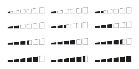 Fototapeta premium A set of scales for measuring the hardness of sports tires, or the strength of a mobile connection, or the battery level.