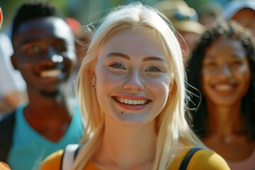 Fototapeta premium Individuals of different ethnicities to foster connection and mutual respect. Generation Z’s focus on inclusivity drives collaboration and shared learning.