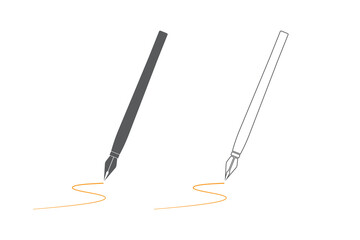 Auto pen, symbol of writing, literacy, literature, calligraphy, ink pen, fountain pen, writer's attribute, education, writing tool.