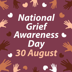 National Grief Awareness Day vector banner design with geometric shapes and vibrant colors on a horizontal background.