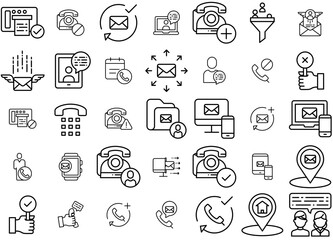 A Collection Of Business Isolated Silhouette Solid Icons With Business,User,Mail,Call,Chat Pictograms And Infographics Design Elements Vector Illustration