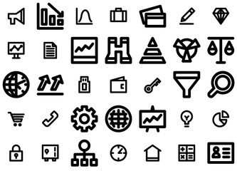 A Collection Of Business Finance Bold Line Icons Web Header Banner Design Containing Finance,Graph,Chart,Bank,Business Business Infographic Elements Logo Vector Illustration