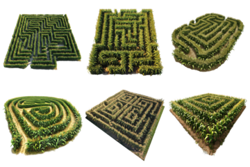 Six Aerial Views of Corn Mazes