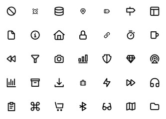 A Collection Of Basic Ui Icons Collection Isolated Silhouette Solid Icons Including Ui,Chevron,Arrow,Data,Share Pictograms And Infographics Design Elements Vector Illustration