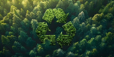 Eco-Friendly Sustainability Loop Symbol Formed by Green Plants in a Forest. A Powerful Representation of Nature, Conservation, and Environmental Stewardship. Capturing the Essence of Sustainability an