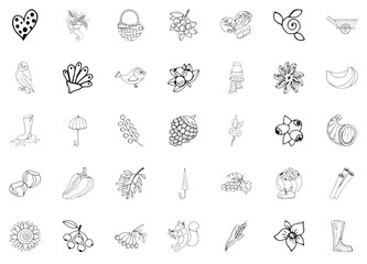 Set Of Linear Autumn Icons Collection Isolated Silhouette Solid Icons Including Autumn,Plant,Season,Food,Harvest Vector Icon Set Linear Pictogram Pack