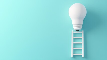 Illuminating Growth: 3D Light Bulb and Ladder Concept for Idea-Driven Success, Flat Design Illustration, Generative Ai