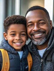 African Father and son share a moment of care and affection as they prepare to step out together, highlighting the warmth of their relationship.