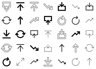 Set Of Linear Arrow Vector Symbols Apps, Websites Ui Designs Suitable For Ui-Asset,Arrow,Direction,Navigation,User-Interface Pictograms And Infographics Design Elements Vector Illustration