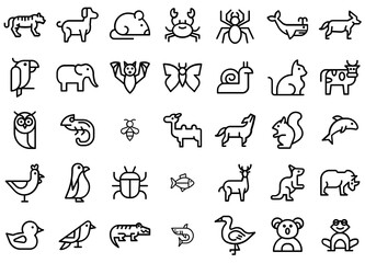 Mega Set Of Vector Animal Wildlife Icons Collection Isolated Silhouette Solid Icons Including Wildlife,Zoo,Animal,Bird,Mammal Solid Icon Collection. Vector Illustration