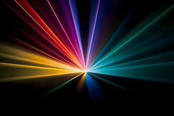 Obraz premium 3d render, abstract futuristic neon background with glowing ascending lines. Fantastic wallpaper 
