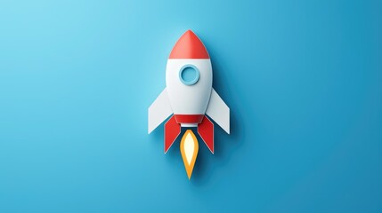 Illuminating Explosive Growth: 3D Light Bulb Rocket Concept, Flat Design Illustration for Ideas and Innovation, Generative Ai