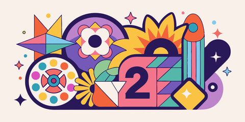 Y2k abstract groovy shape set, vector funky flower, cute minimal sticker kit, stars, wavy objects. Brutal geometric frame, flat basic form, colorful futuristic design graphic. Brutalism groovy shapes 