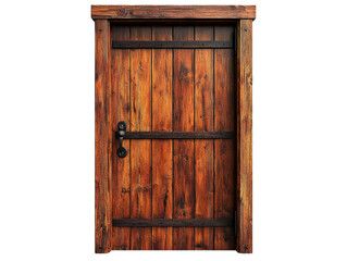 Rustic Wooden Doorway cut out transparent isolated on white background PNG