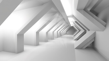 Obraz premium The Captivating Grey White Perspective Geometric Lighting Background: A Visual Delight of Symmetry and Illumination.