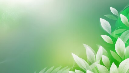 Obraz premium Abstract Green Background with White Leaves
