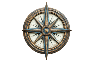 Vintage Nautical Compass cut out transparent isolated on white background PNG