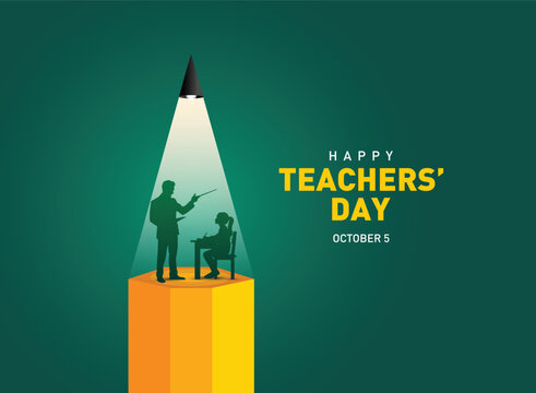 Happy Teacher's day concept vector illustration background. Creative teacher's day vector education concept.