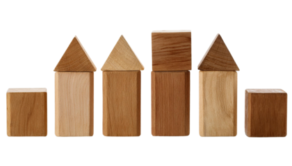 Wooden Blocks cut out transparent isolated on white background PNG