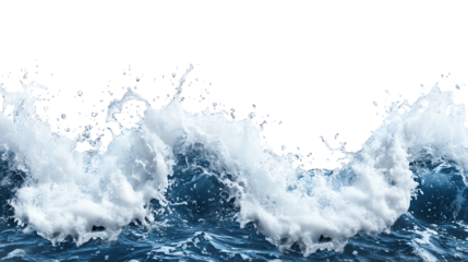 High-resolution image of ocean waves crashing against each other, showcasing the power and beauty of nature with dynamic white foam and deep blue water.