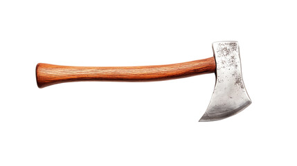 Vintage axe with wooden handle and metal blade isolated on white background. Perfect for woodworking, camping, and historical themes.