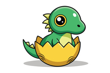 Baby dinosaur hatching from egg E.eps