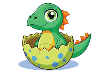 Baby dinosaur hatching from egg J.eps