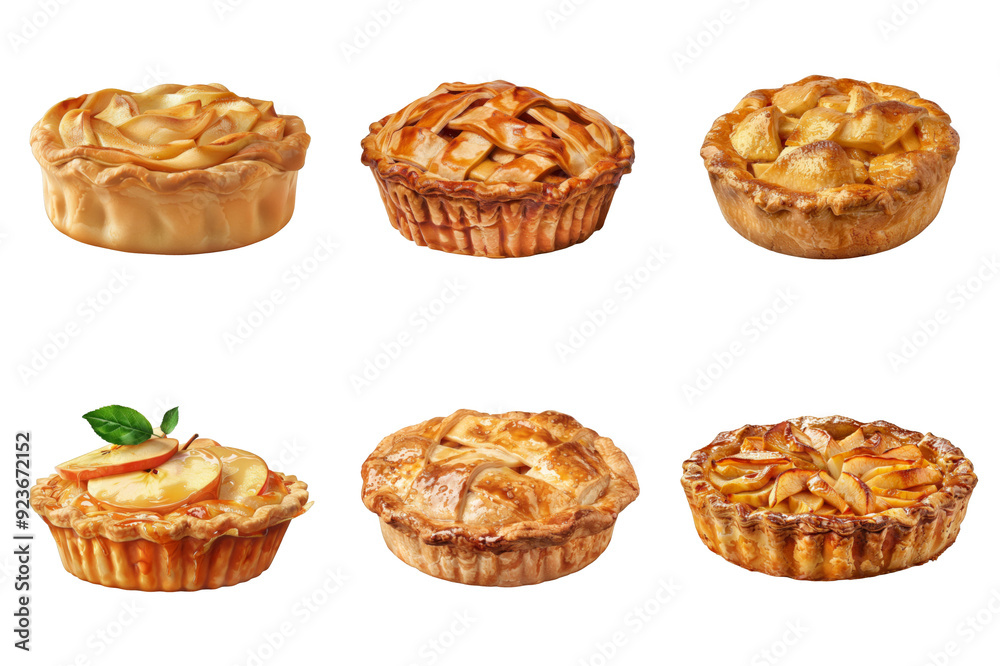 Wall mural Five Delicious Apple Pies with Different Toppings and Crusts