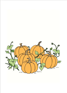 orange pumpkins with green vines clip art preview
