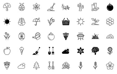 Mega Set Of Vector Springtime Isolated Silhouette Solid Icons With Plant,Flower,Garden,Nature,Farming-And-Gardening Vector Icon Set Linear Pictogram Pack