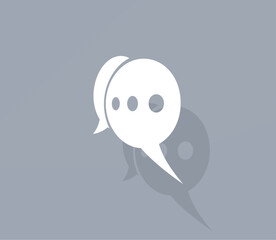 Vector icon of white color with shadow on gray background