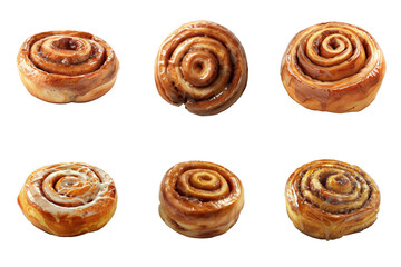 Fototapeta premium Six Glazed Cinnamon Rolls with Various Toppings