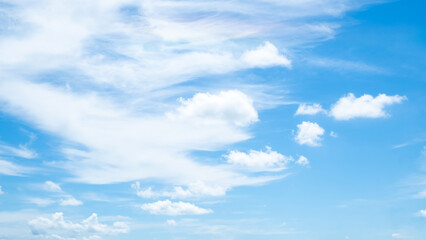 beautiful soft white clouds on the blue sky perfect for the background,rainy season