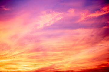 Fototapeta premium Beautiful , luxury soft gradient orange gold clouds and sunlight on the blue sky perfect for the background, take in everning,Twilight, Large size, high definition landscape photo