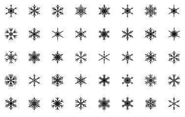 Set Of Linear Snowflakes Icons Silhouette Vector Logo Design Containing Snow,Christmas,Snowflake,Ice,Winter Vector Icons Illustration Collection