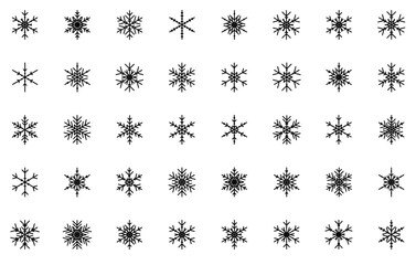 Mega Set Of Vector Snowflakes Icons Web Header Banner Design Containing Ice,Snowflake,Snow,Winter,Christmas Simple Black Style Symbol Sign For Apps And Website, Vector Illustration