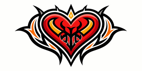 Heart tattoo Neo tribal set, gothic rock flame shape kit, vector u2k abstract love logo concept. Valentine punk retro sticker collection, neotribal web goth decoration. Stylised heart tattoo prints