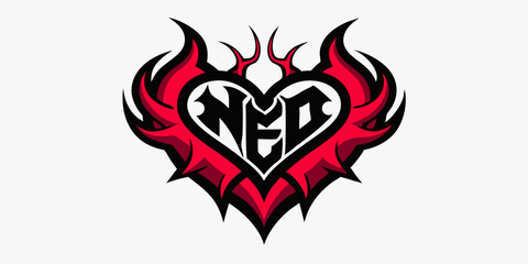 Heart tattoo Neo tribal set, gothic rock flame shape kit, vector u2k abstract love logo concept. Valentine punk retro sticker collection, neotribal web goth decoration. Stylised heart tattoo prints