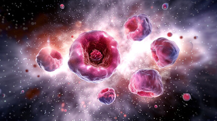 Naklejka premium Floating Cells in a Cosmic Environment